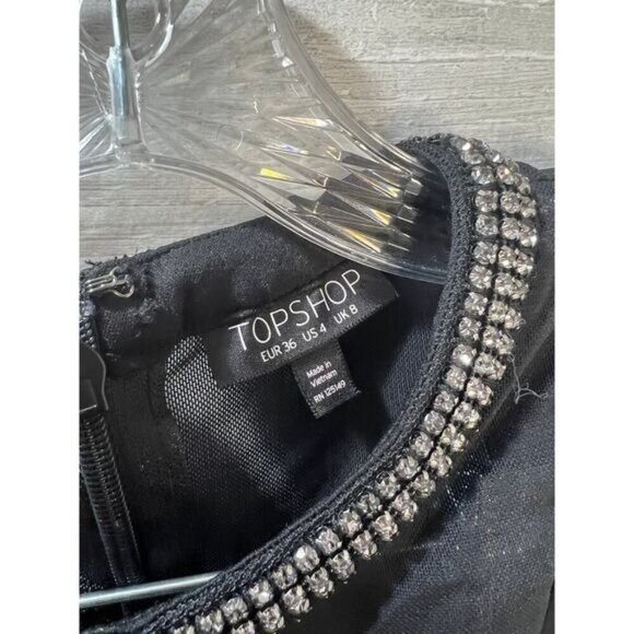 New TOPSHOP Embellished High Neck Dress Tunic Black 2 - Picture 6 of 6